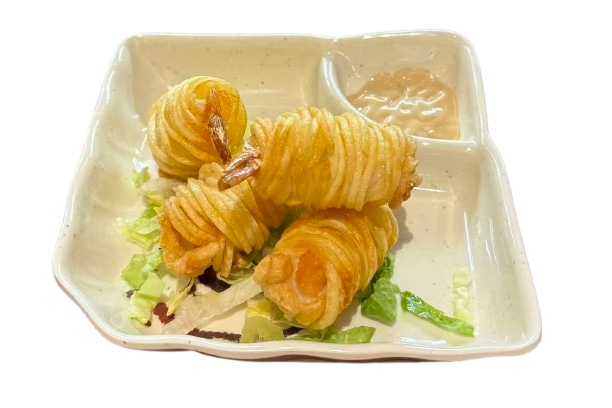 Fried Potato Wrapped Shrimp at Makoto Revolving Sushi Bar Staten Island NY