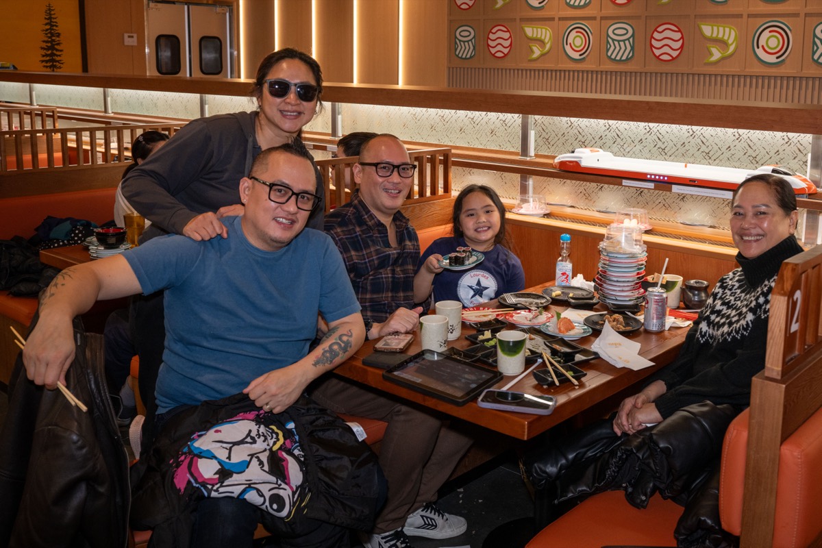 The Bargas family dines at Makoto Revolving Sushi Bar and Bubble Tea in New Dorp, Staten Island