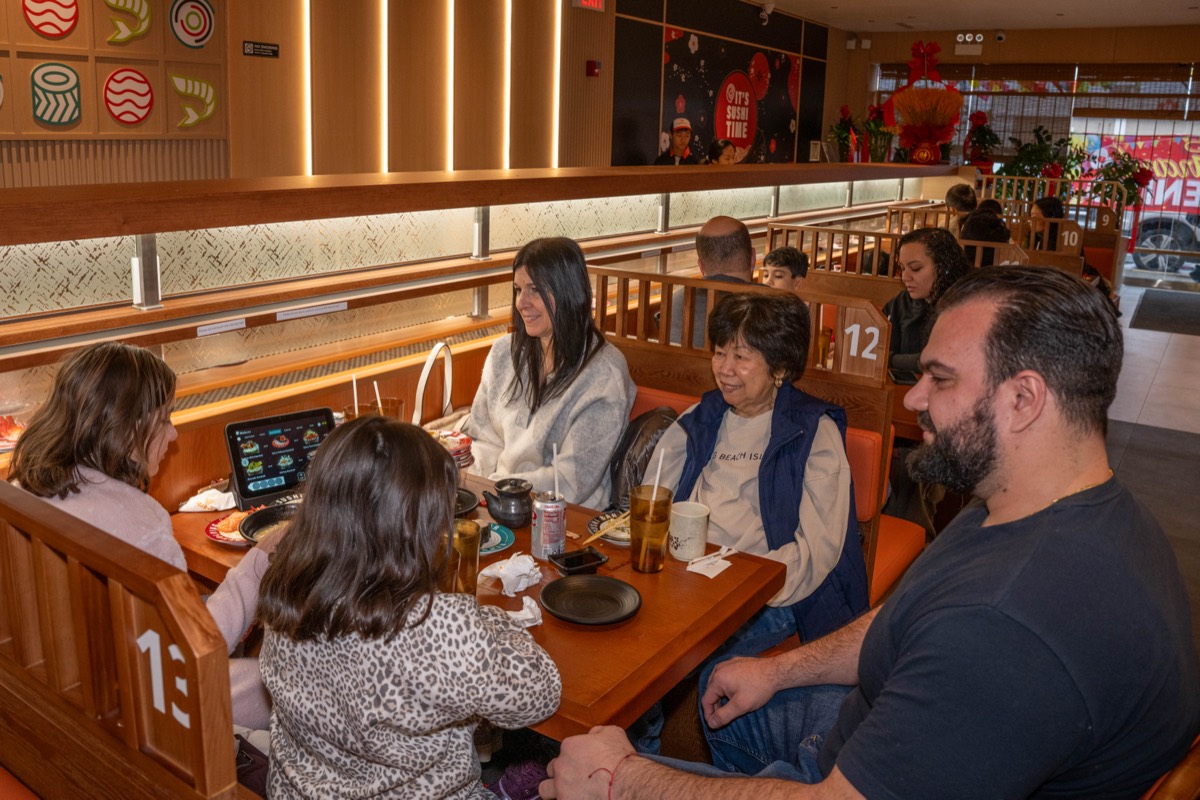 The Cuozzo family from New Dorp dines at Makoto Revolving Sushi Bar and Bubble Tea, Staten Island